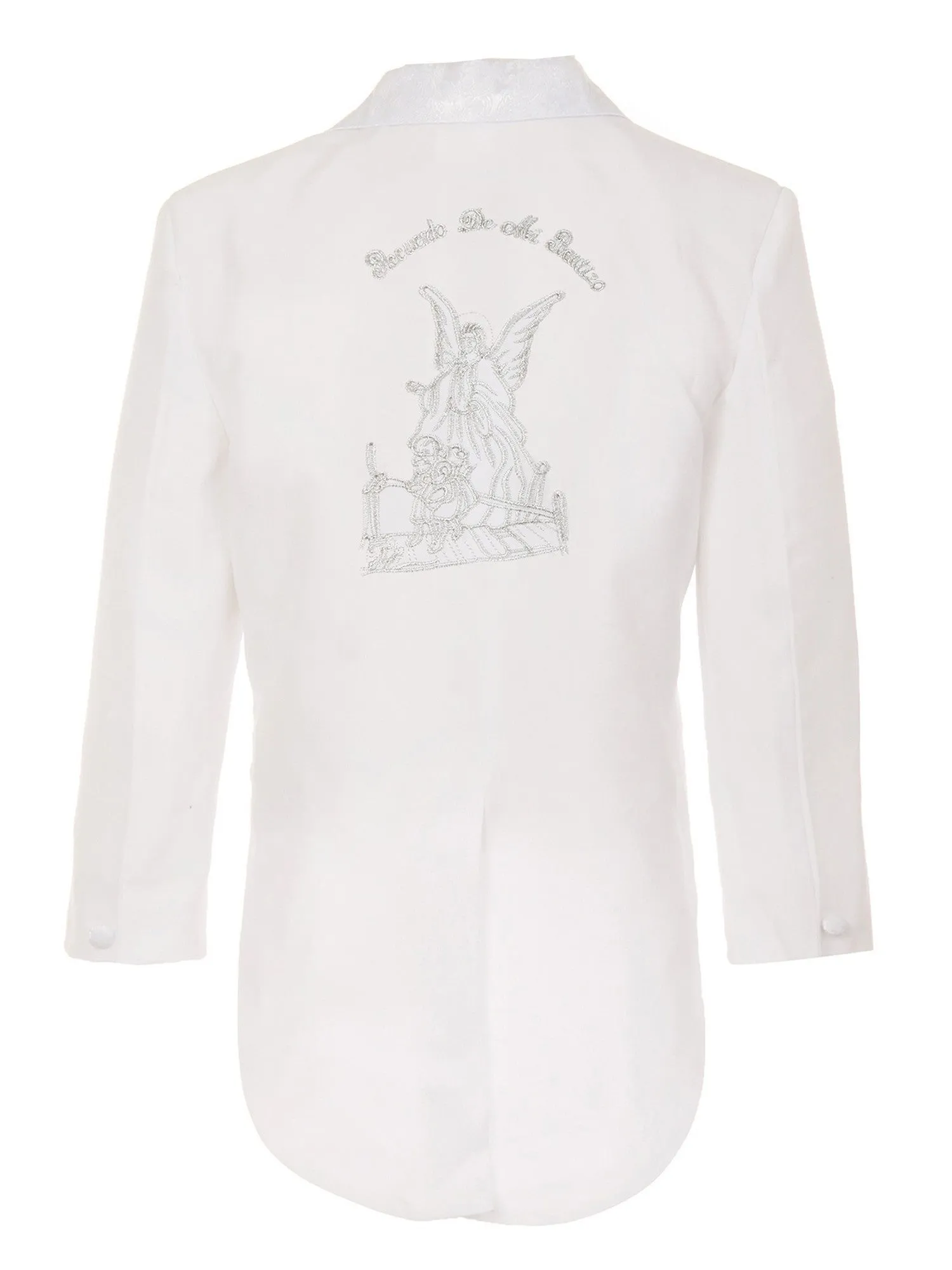 Little Boys White Guardian Angel Embroidery Baptism Tuxedo Suit 2T-7
