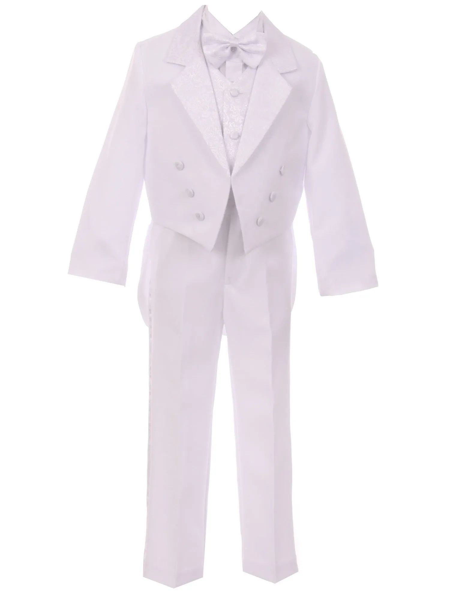 Little Boys White Guardian Angel Embroidery Baptism Tuxedo Suit 2T-7