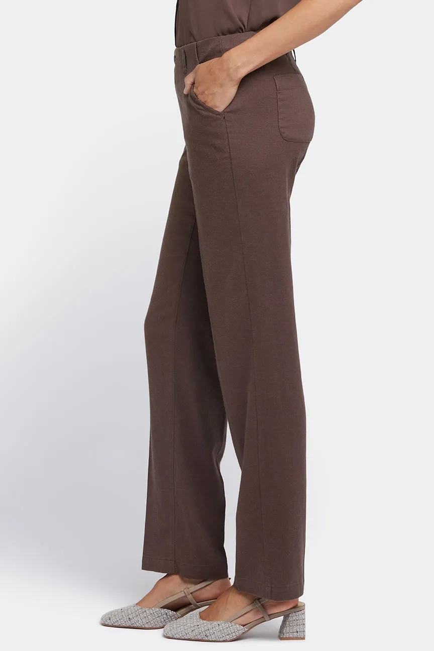 Marilyn Straight Pants In Stretch Linen | Coffee Bean