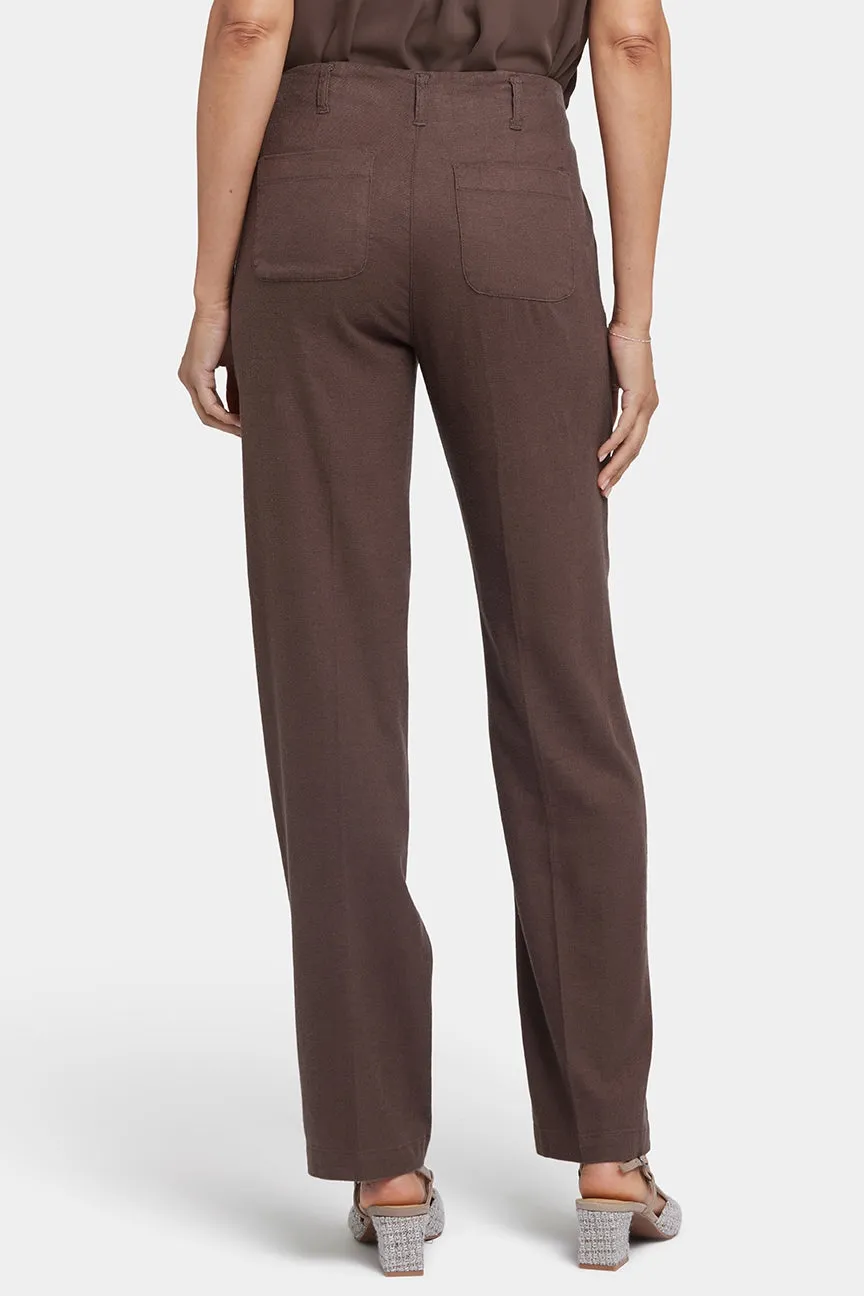 Marilyn Straight Pants In Stretch Linen | Coffee Bean
