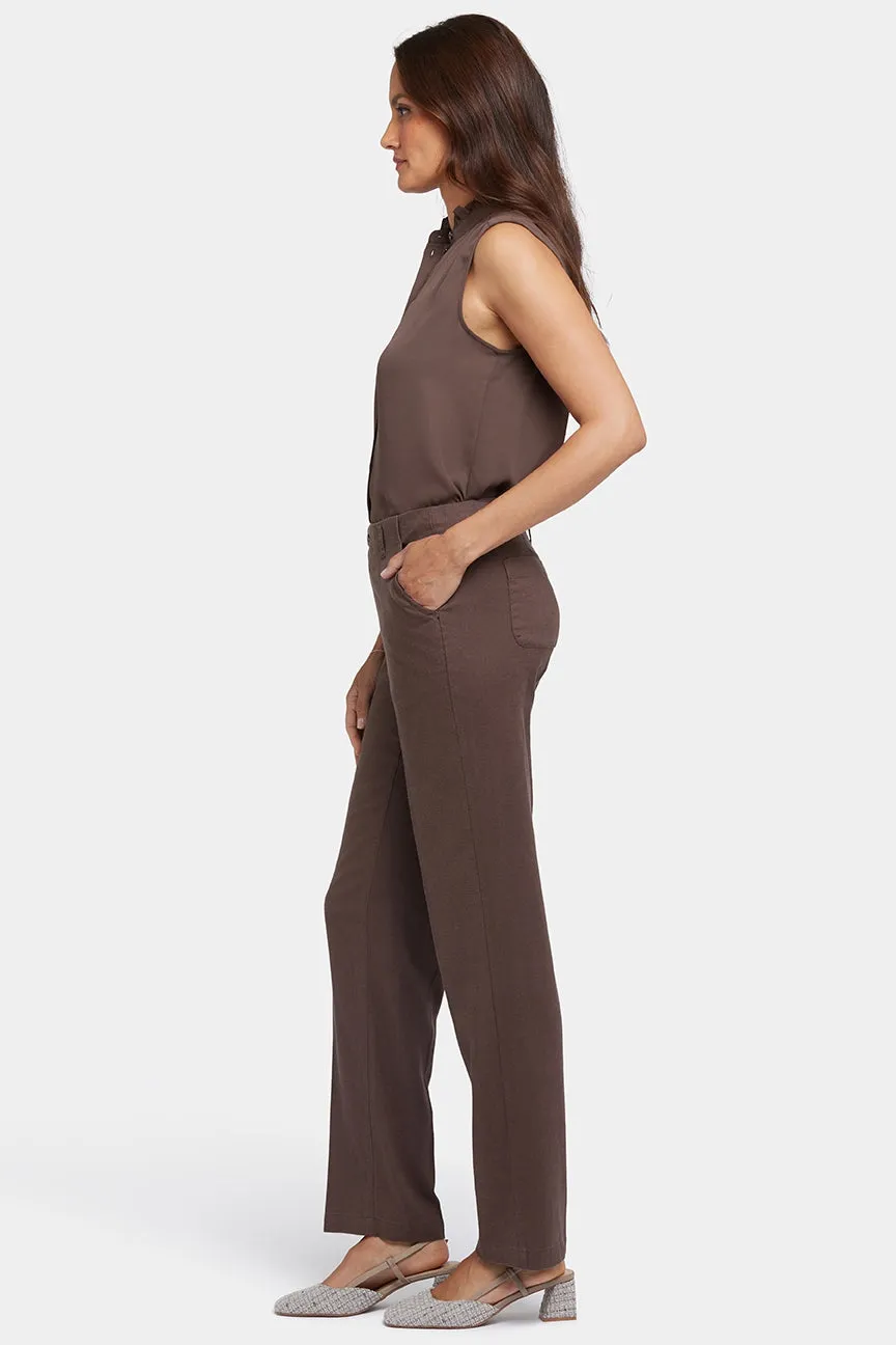 Marilyn Straight Pants In Stretch Linen | Coffee Bean