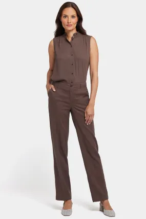 Marilyn Straight Pants In Stretch Linen | Coffee Bean