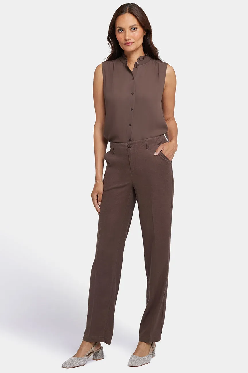 Marilyn Straight Pants In Stretch Linen | Coffee Bean