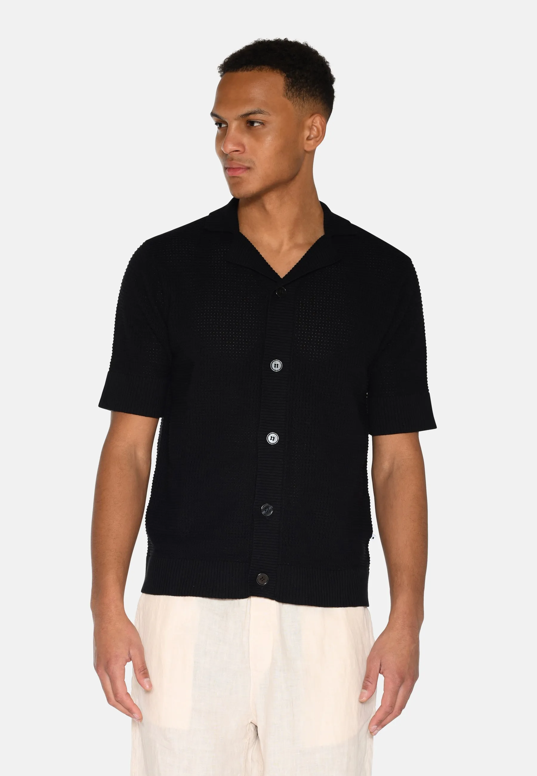 Mason crochet polo shirt 4177 - Black