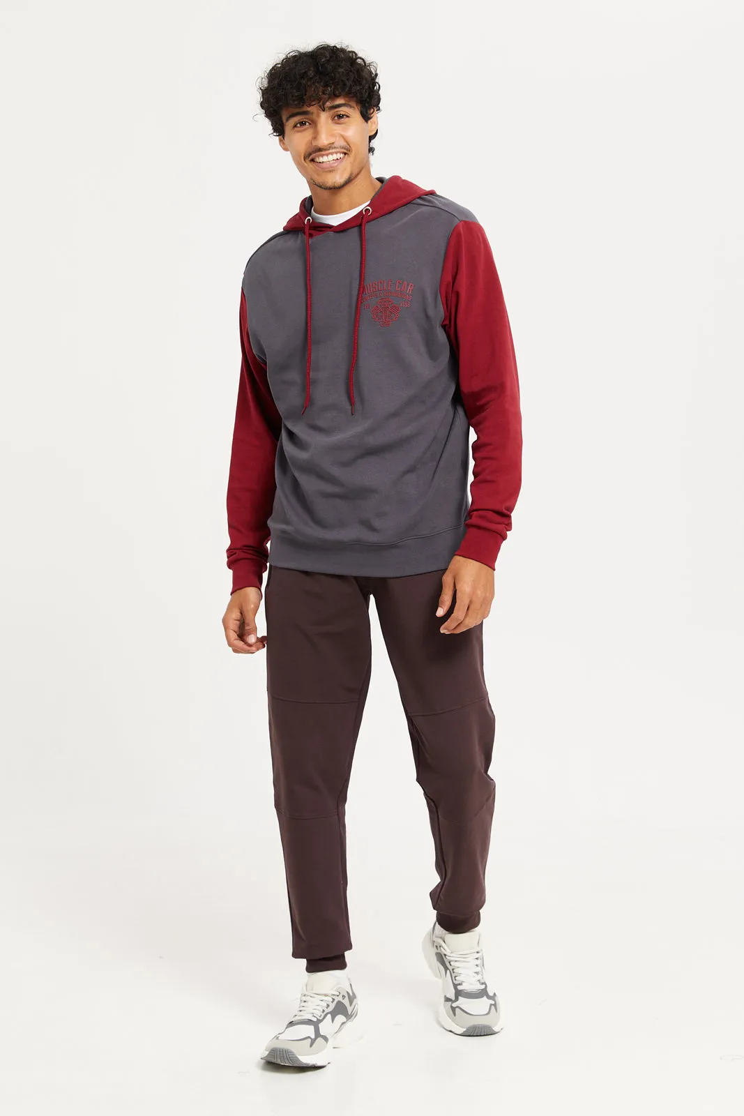 Men Burgundy Biker Joggers