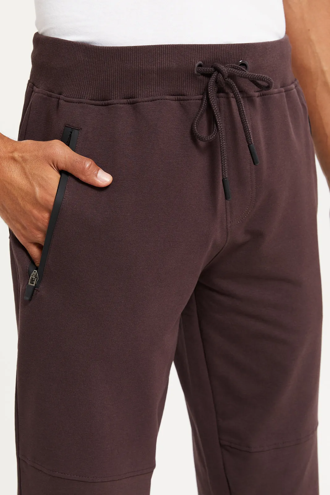 Men Burgundy Biker Joggers