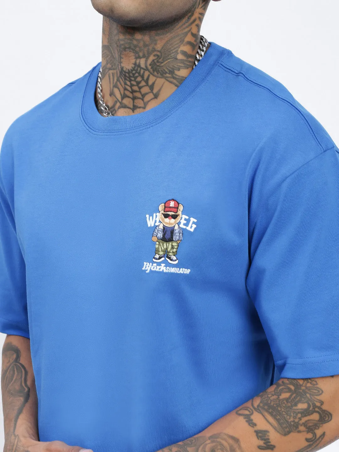 Men Graphic Blue Relaxed Fit T Shirt