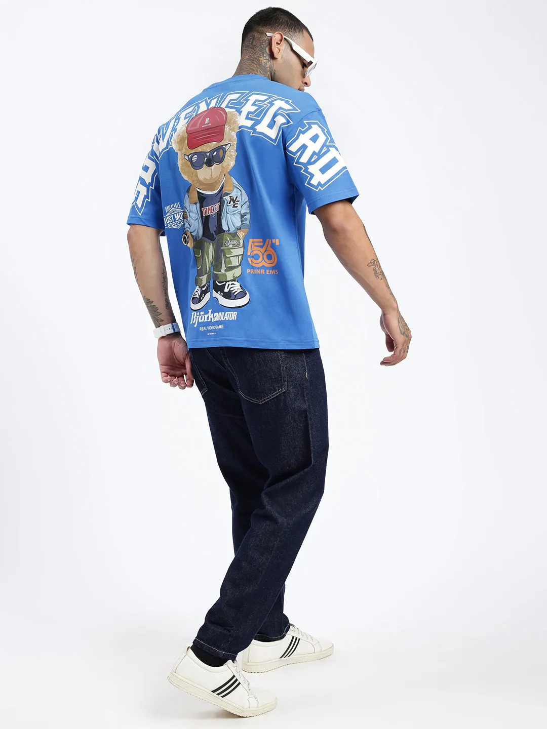 Men Graphic Blue Relaxed Fit T Shirt