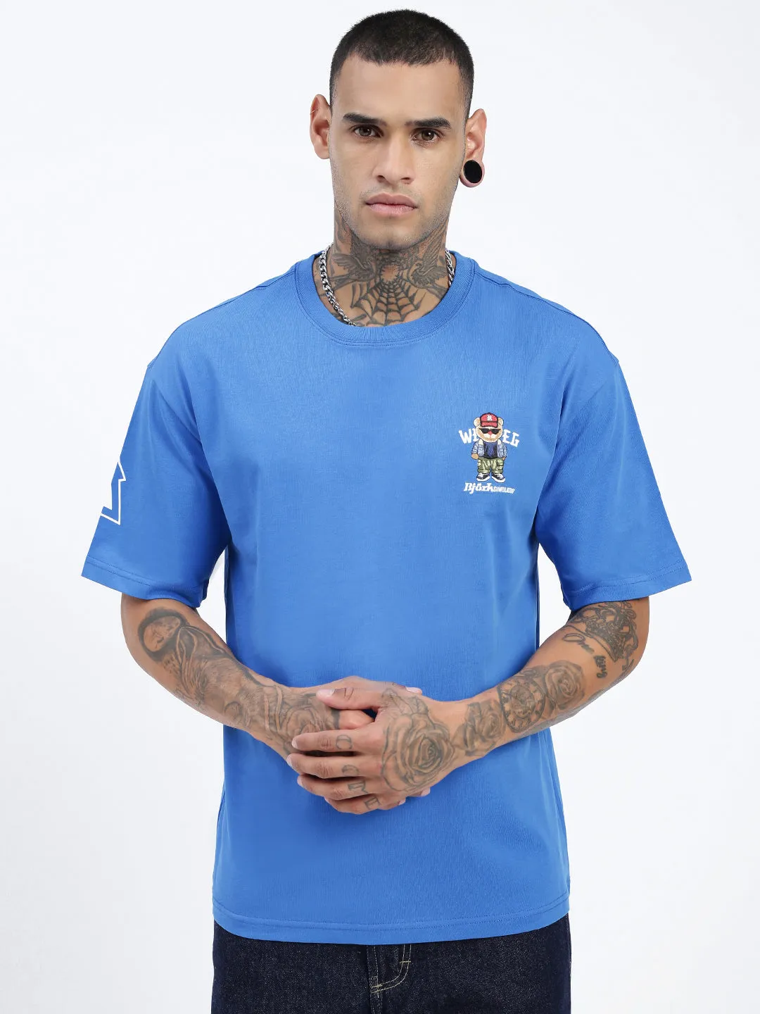 Men Graphic Blue Relaxed Fit T Shirt