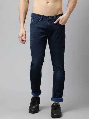 Men Indigo Slim Fit Mid Rise Clean Look Stretchable Jeans