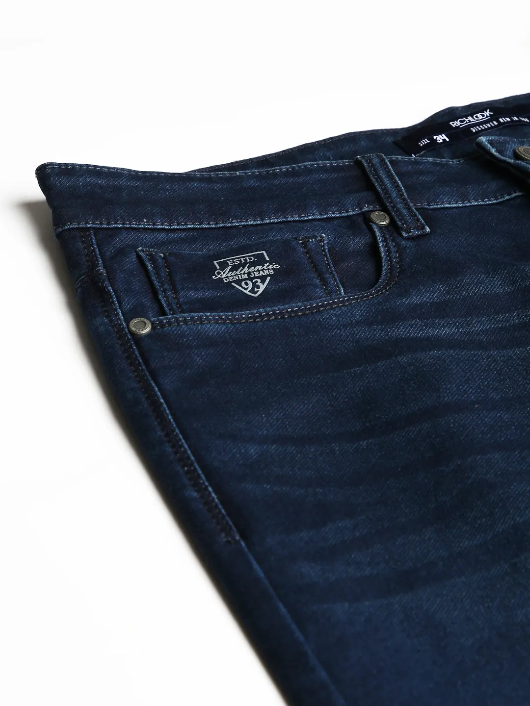 Men Indigo Slim Fit Mid Rise Clean Look Stretchable Jeans