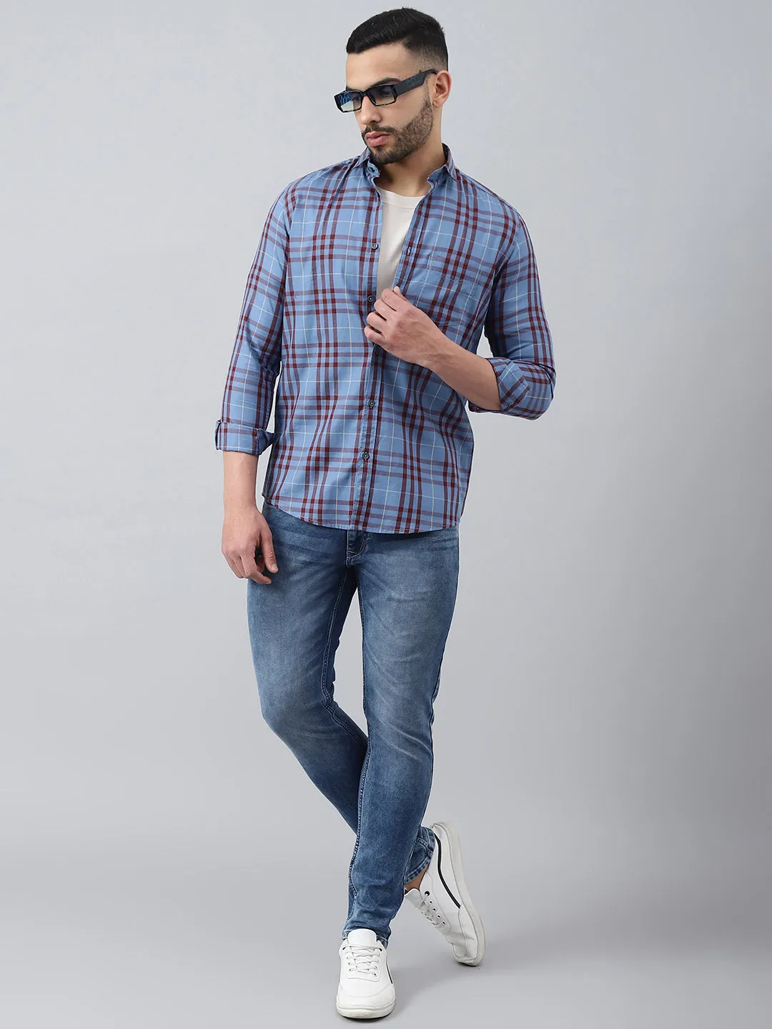 Men Mid Blue Slim Fit Mid Rise Clean Look Stretchable Jeans