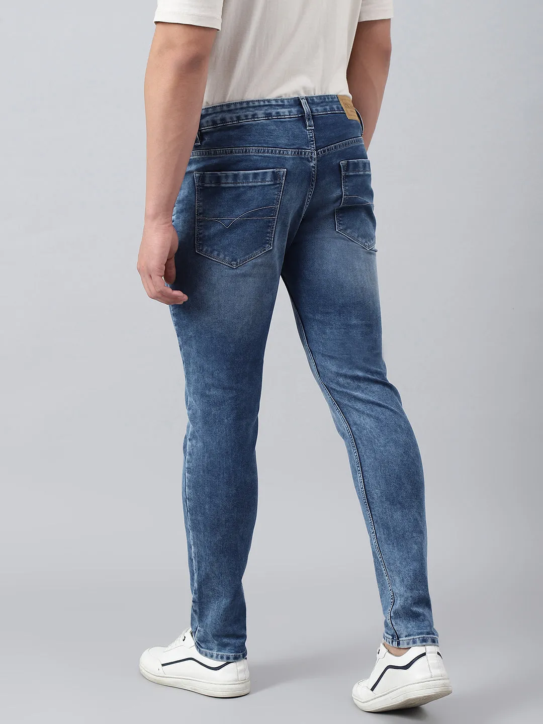 Men Mid Blue Slim Fit Mid Rise Clean Look Stretchable Jeans