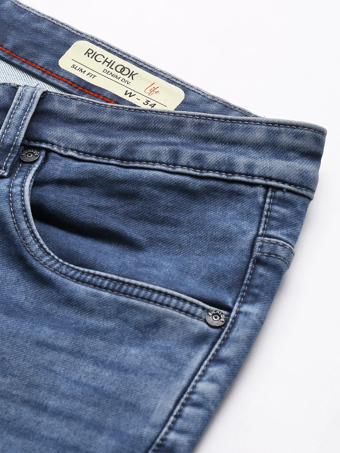Men Mid Blue Slim Fit Mid Rise Clean Look Stretchable Jeans