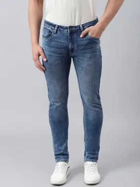 Men Mid Blue Slim Fit Mid Rise Clean Look Stretchable Jeans