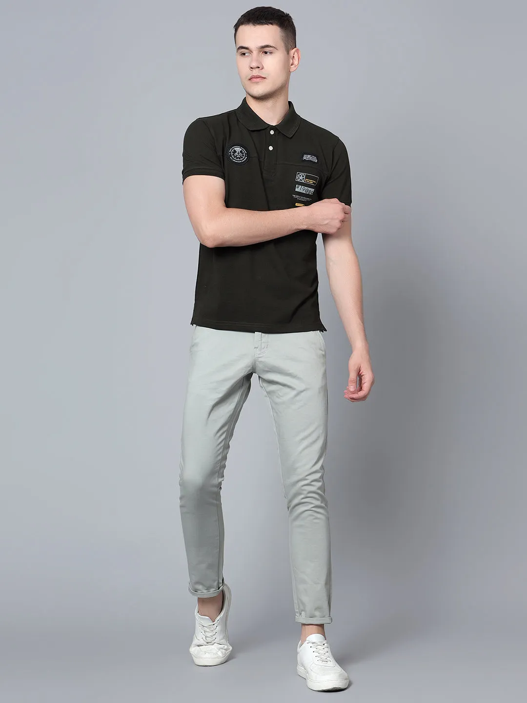 Men Olive Polo T-Shirt