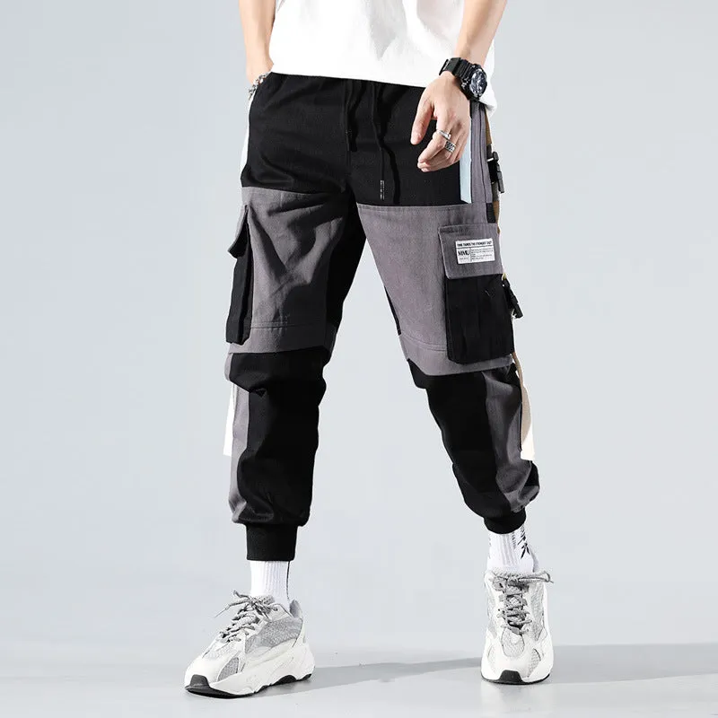 Men's Contrast Panel Slim-Fit Slacks Overalls - GlamzLife