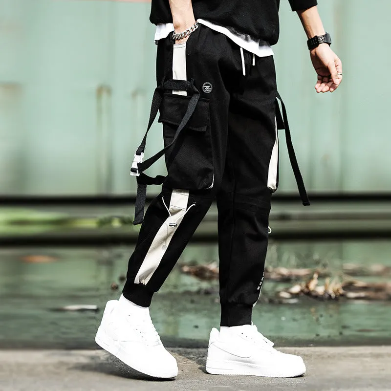 Men's Contrast Panel Slim-Fit Slacks Overalls - GlamzLife