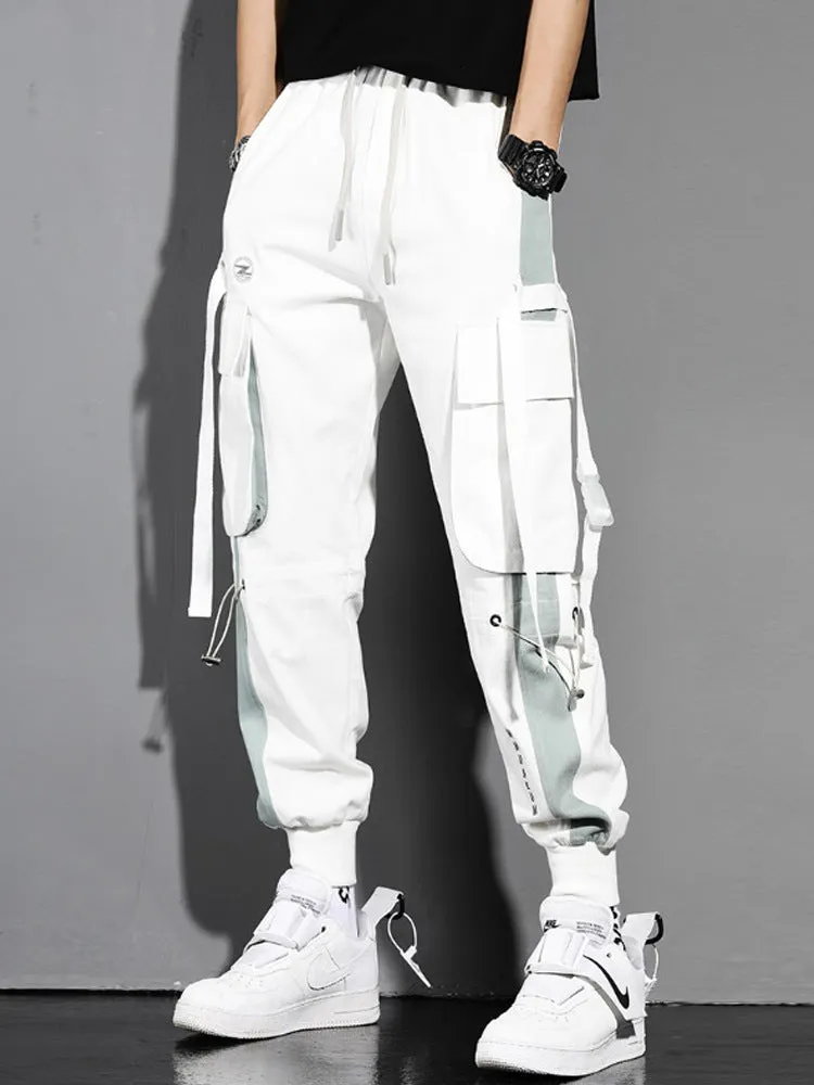 Men's Contrast Panel Slim-Fit Slacks Overalls - GlamzLife