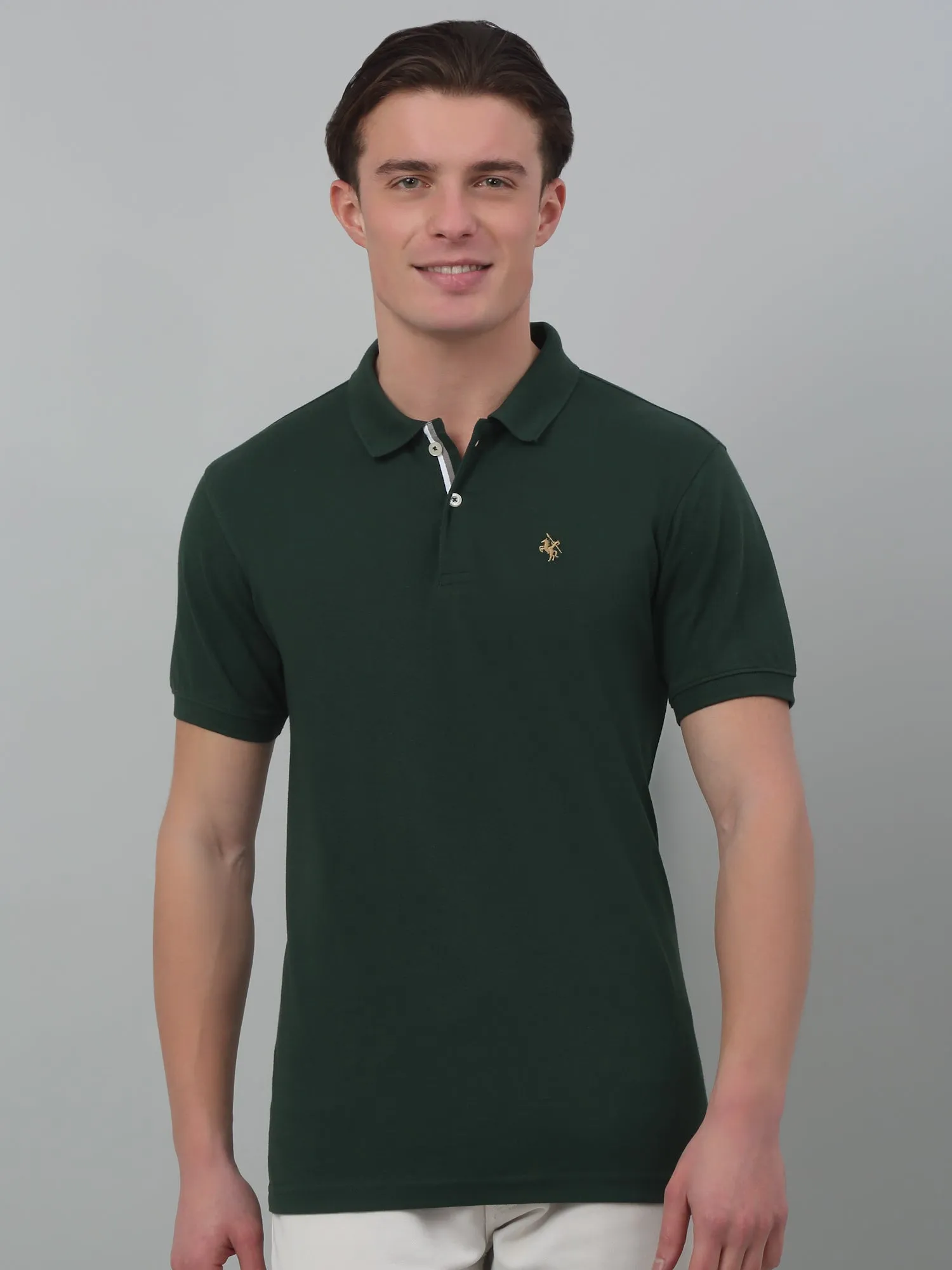 Men's Dark   Green Polo neck Half Sleeve T-Shirt