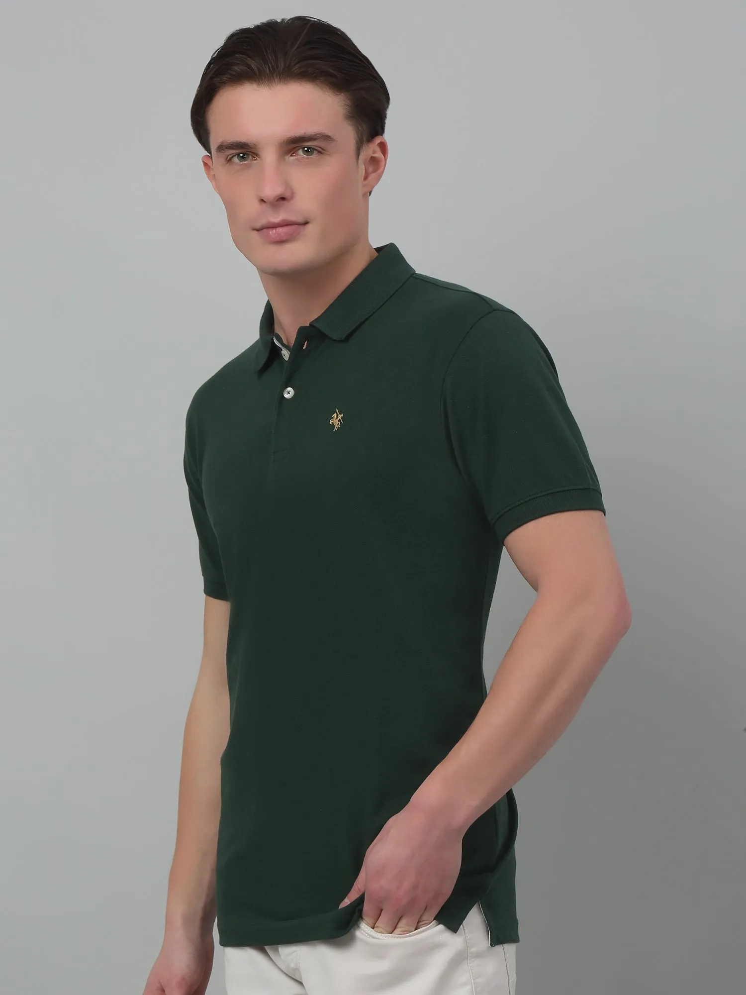 Men's Dark   Green Polo neck Half Sleeve T-Shirt