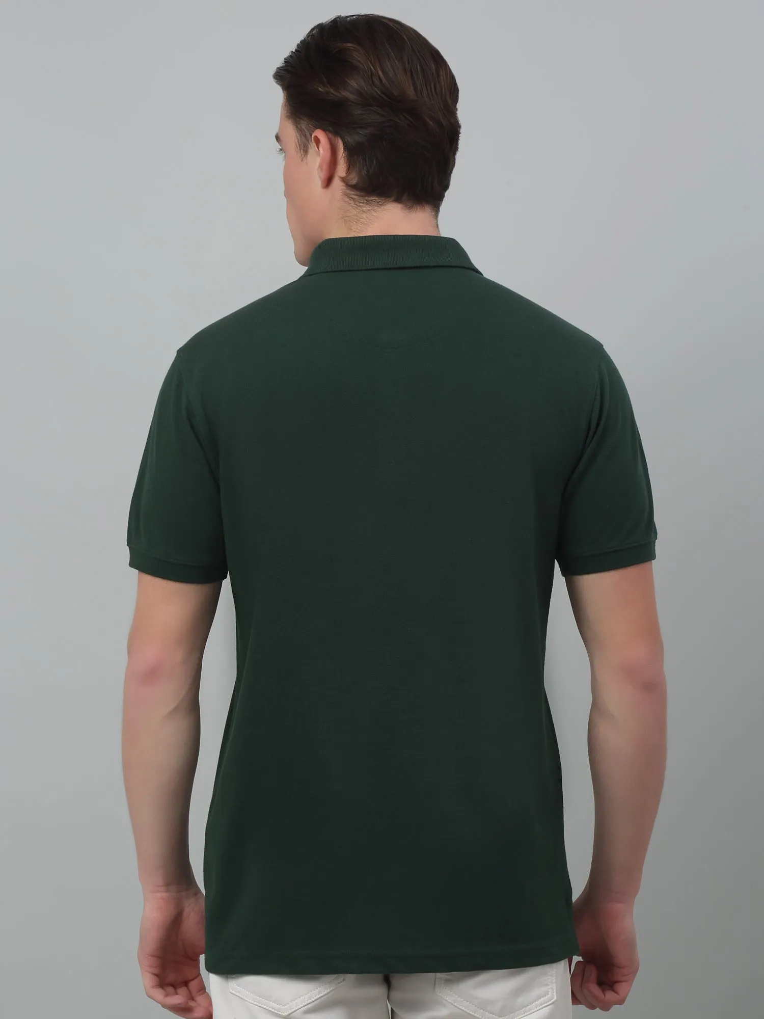 Men's Dark   Green Polo neck Half Sleeve T-Shirt