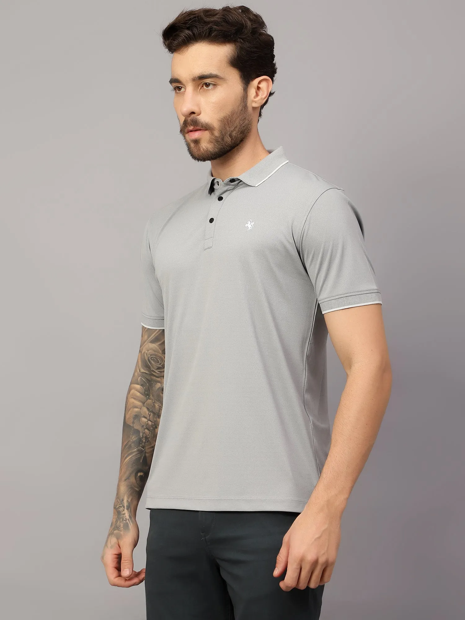 Men's Grey    Polo neck Half Sleeve T-Shirt