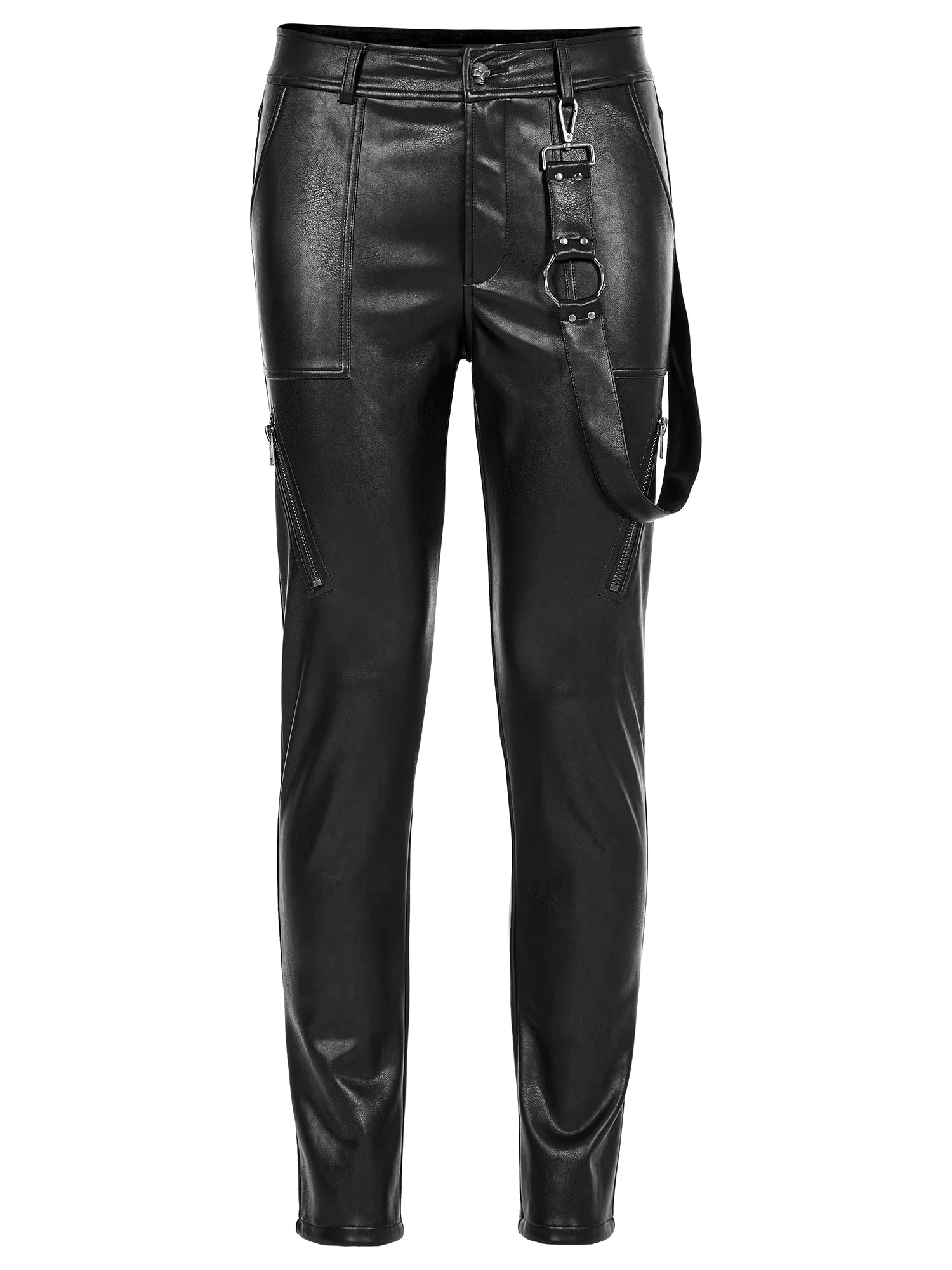Men's Leather fitted Zipper Trousers from Punk Rave