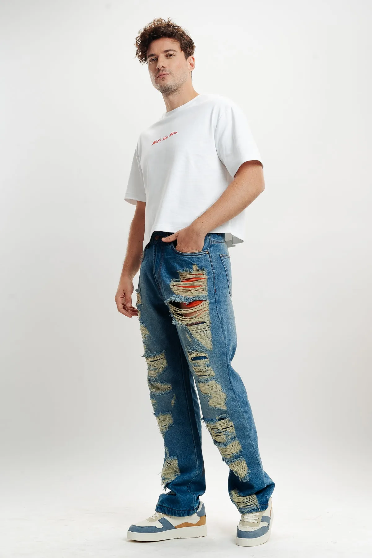 Men's Mid Blue Straight Jeans