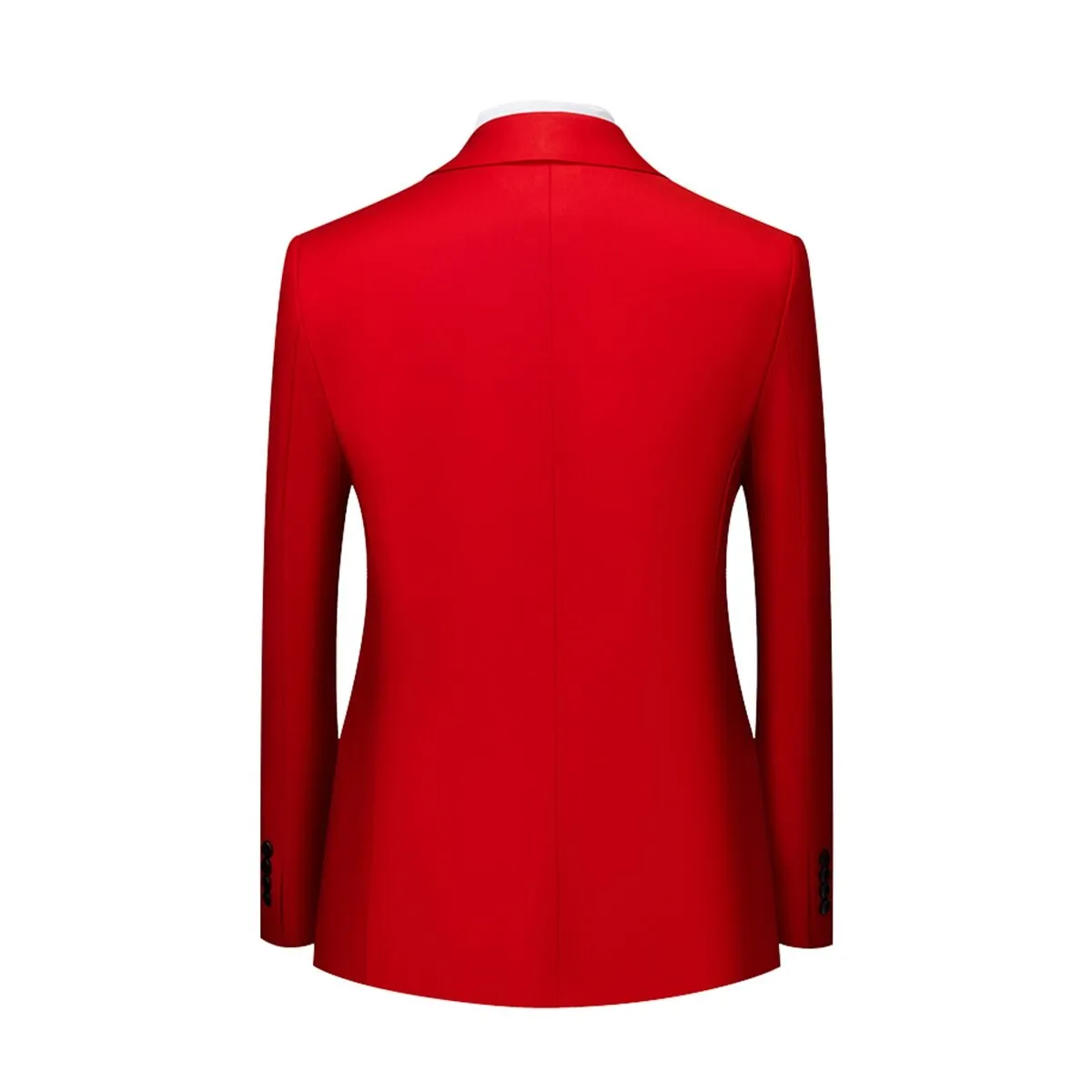 Men's Solid Color Double Breasted Business Suit Red
