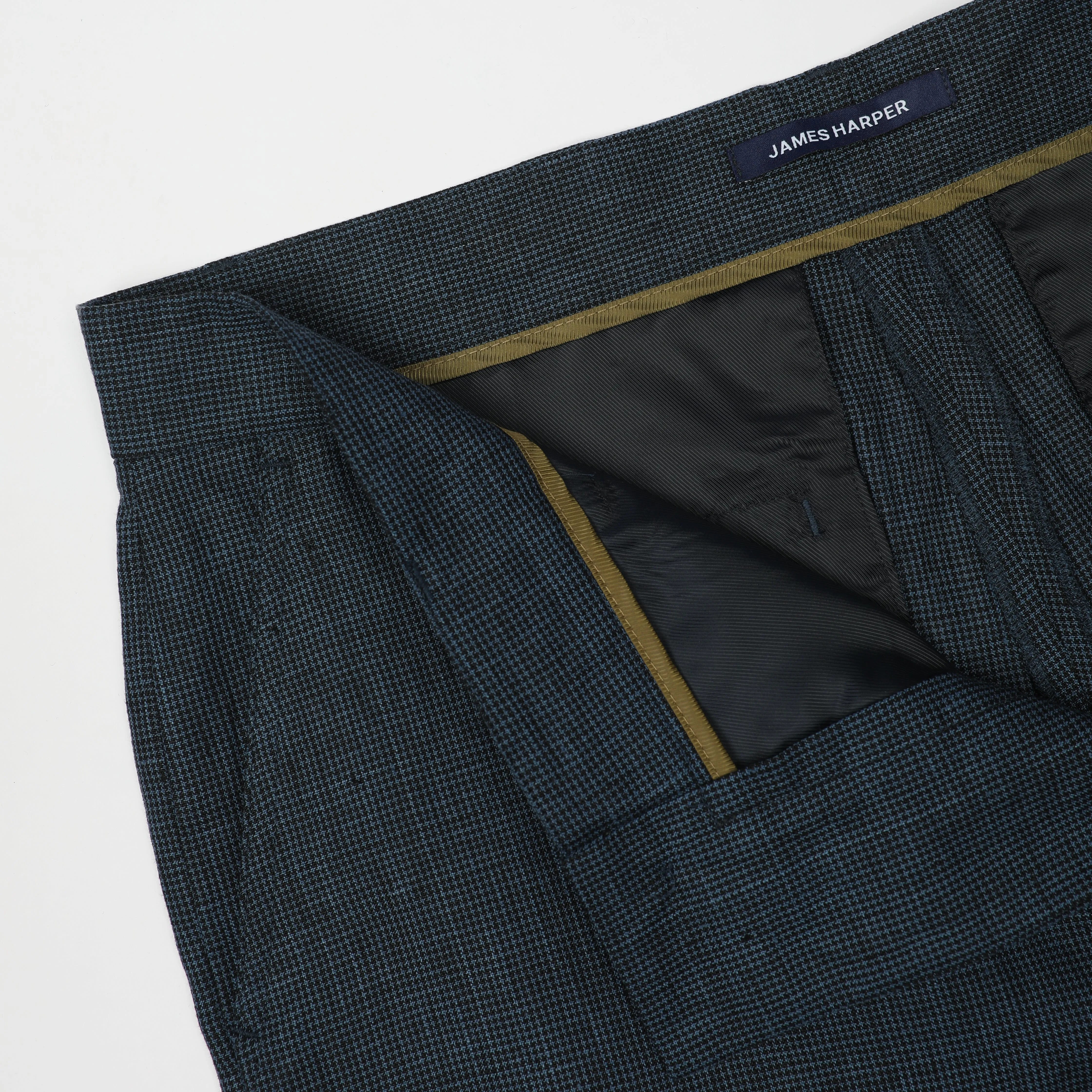Navy Houndstooth Linen Pant