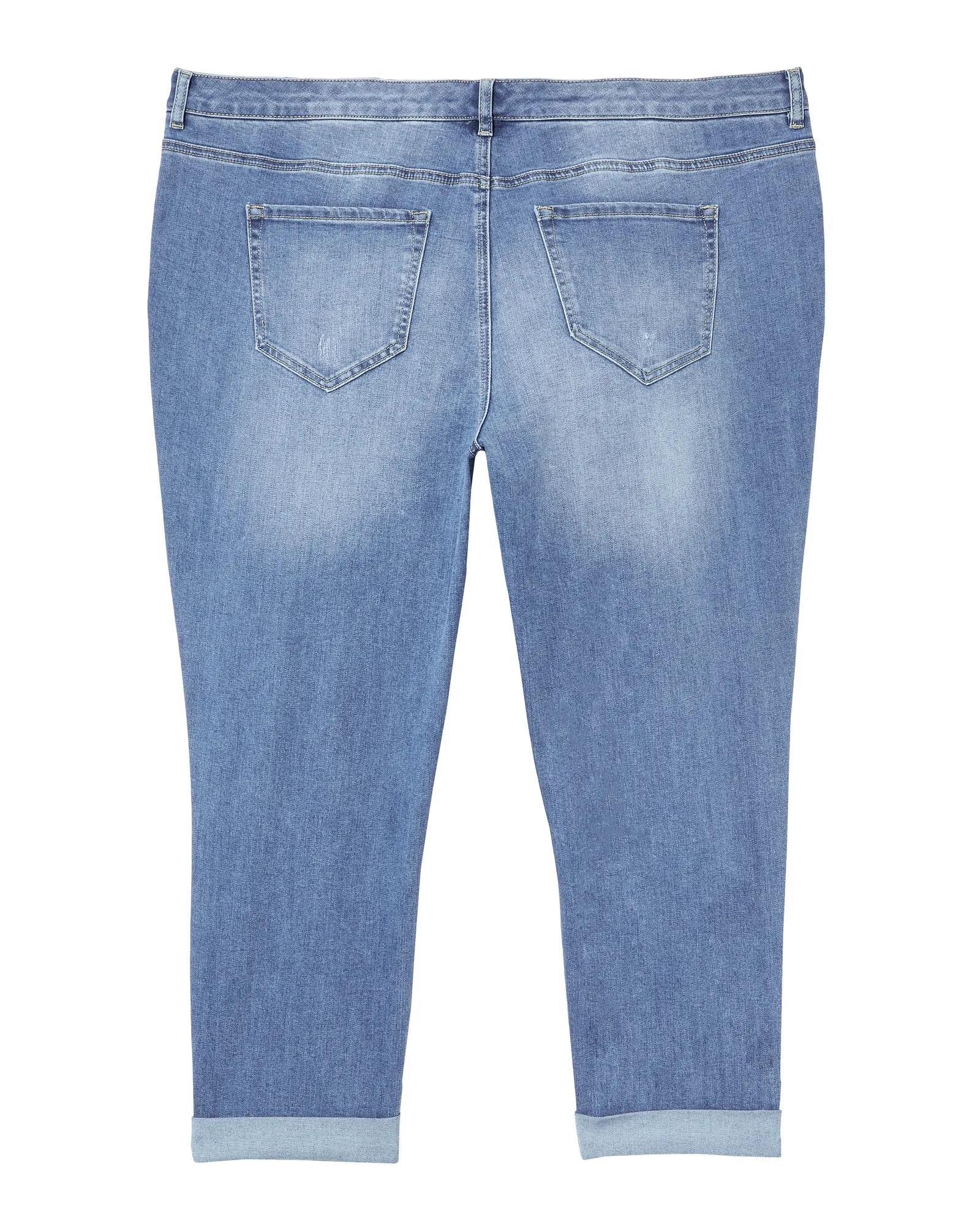 Oceana Rolled Hem Boyfriend with Destruction | Medium Wash