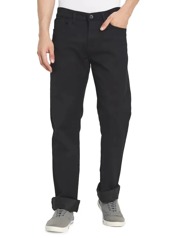 Octave Men Black Clean Look Mid Rise Jeans