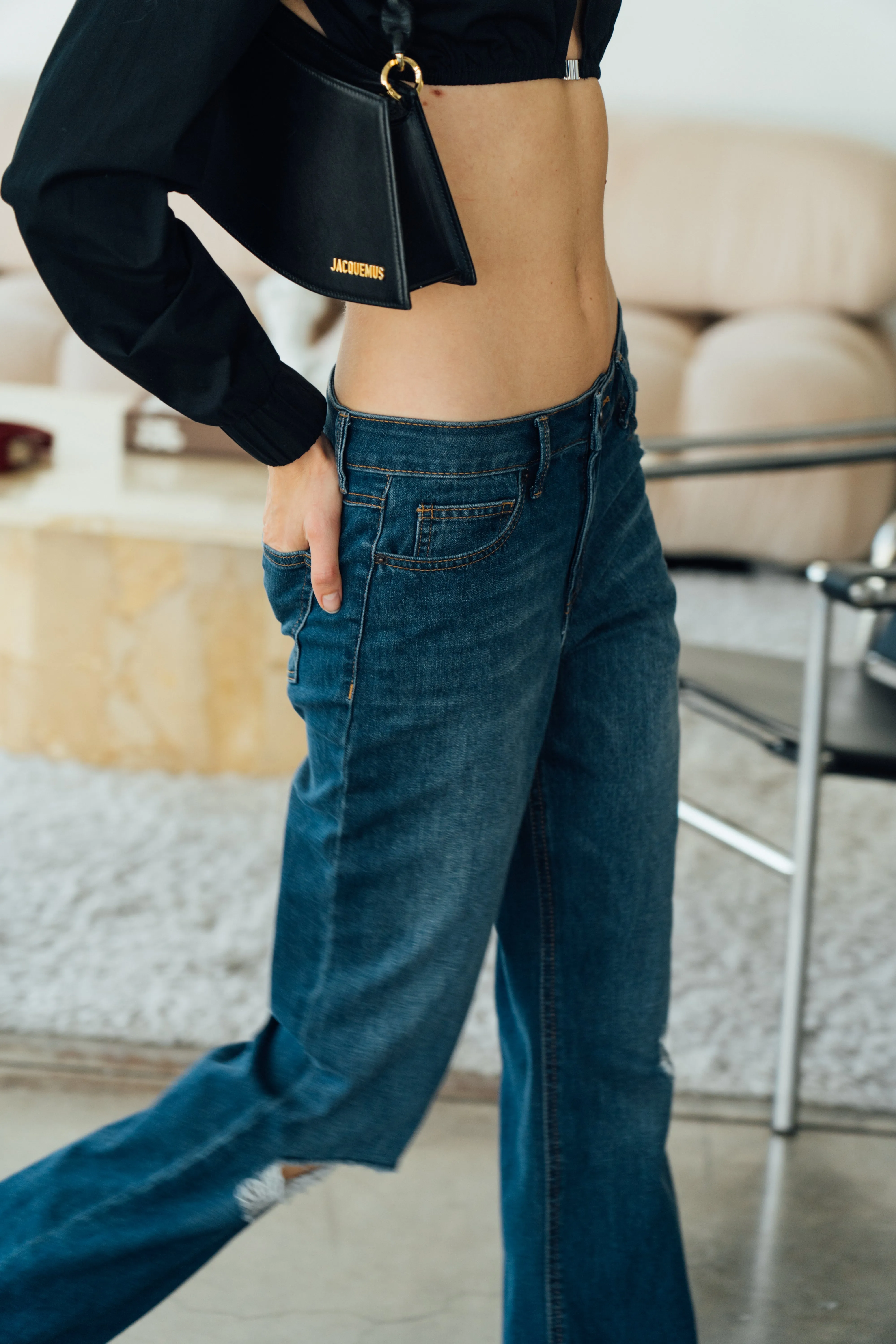 Payton High Rise Kick Straight Jeans - Vintage Dark Blue