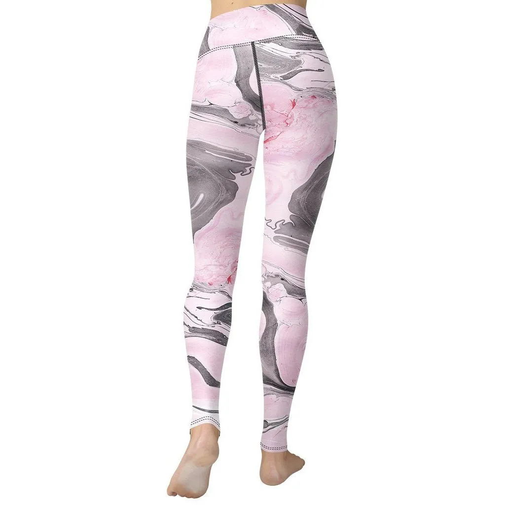 Pink Marble Yoga Leggings