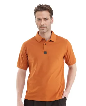 Rare Rabbit Men Mabe Orange Short Sleeve Regular Collar Silicone Badge Branding Flat Knit Plain Polo
