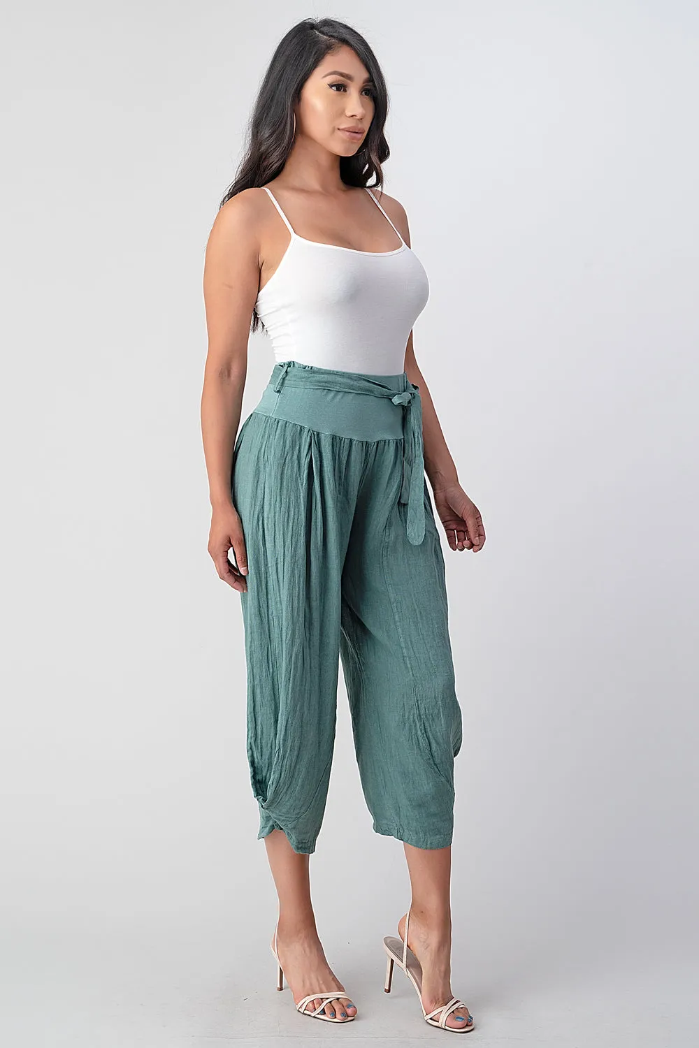 Raw Moda Puro Linen Pants With Belt
