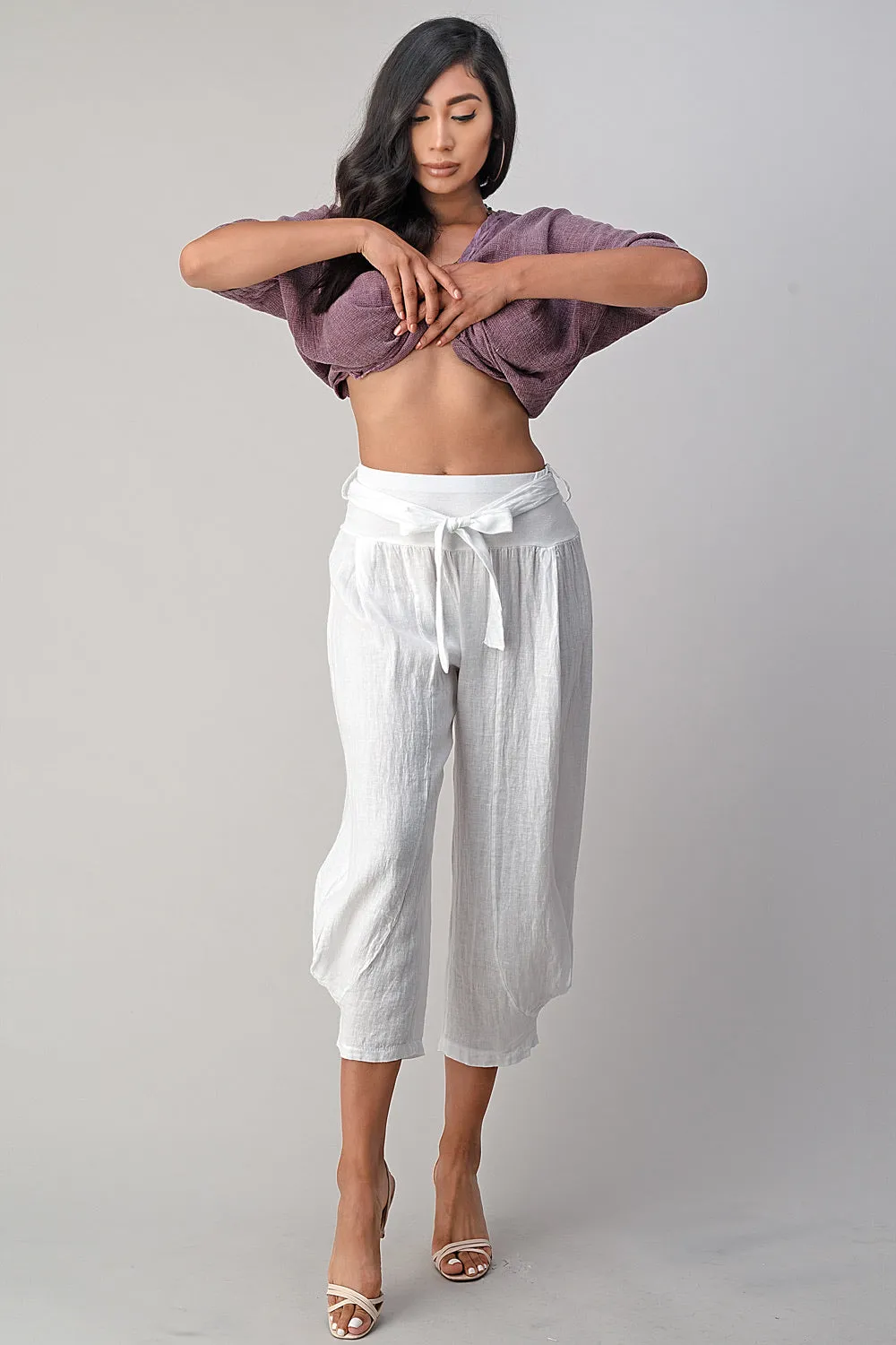 Raw Moda Puro Linen Pants With Belt