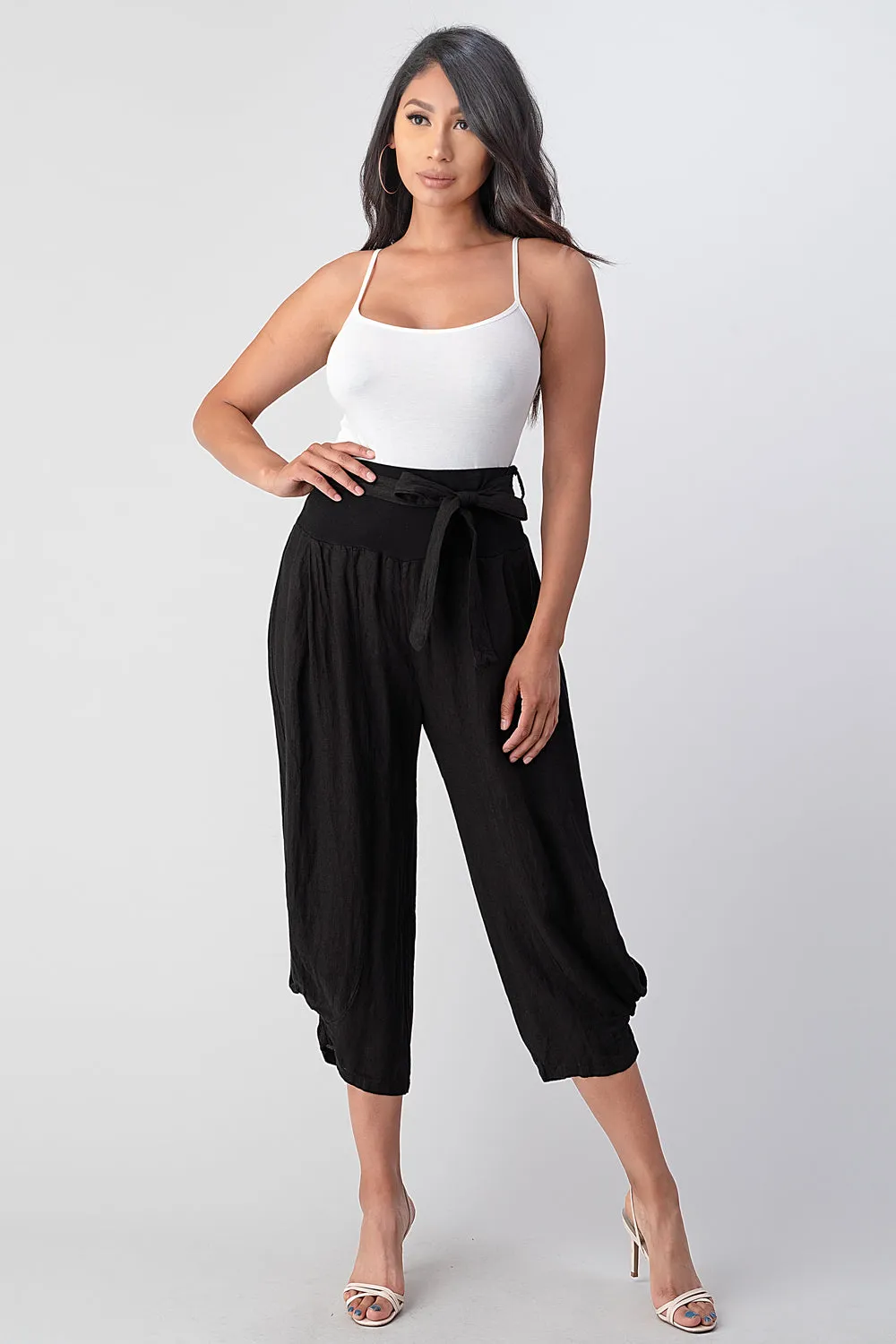 Raw Moda Puro Linen Pants With Belt