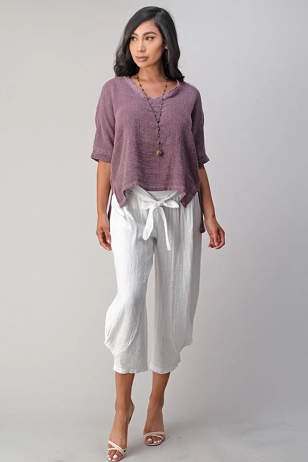 Raw Moda Puro Linen Pants With Belt