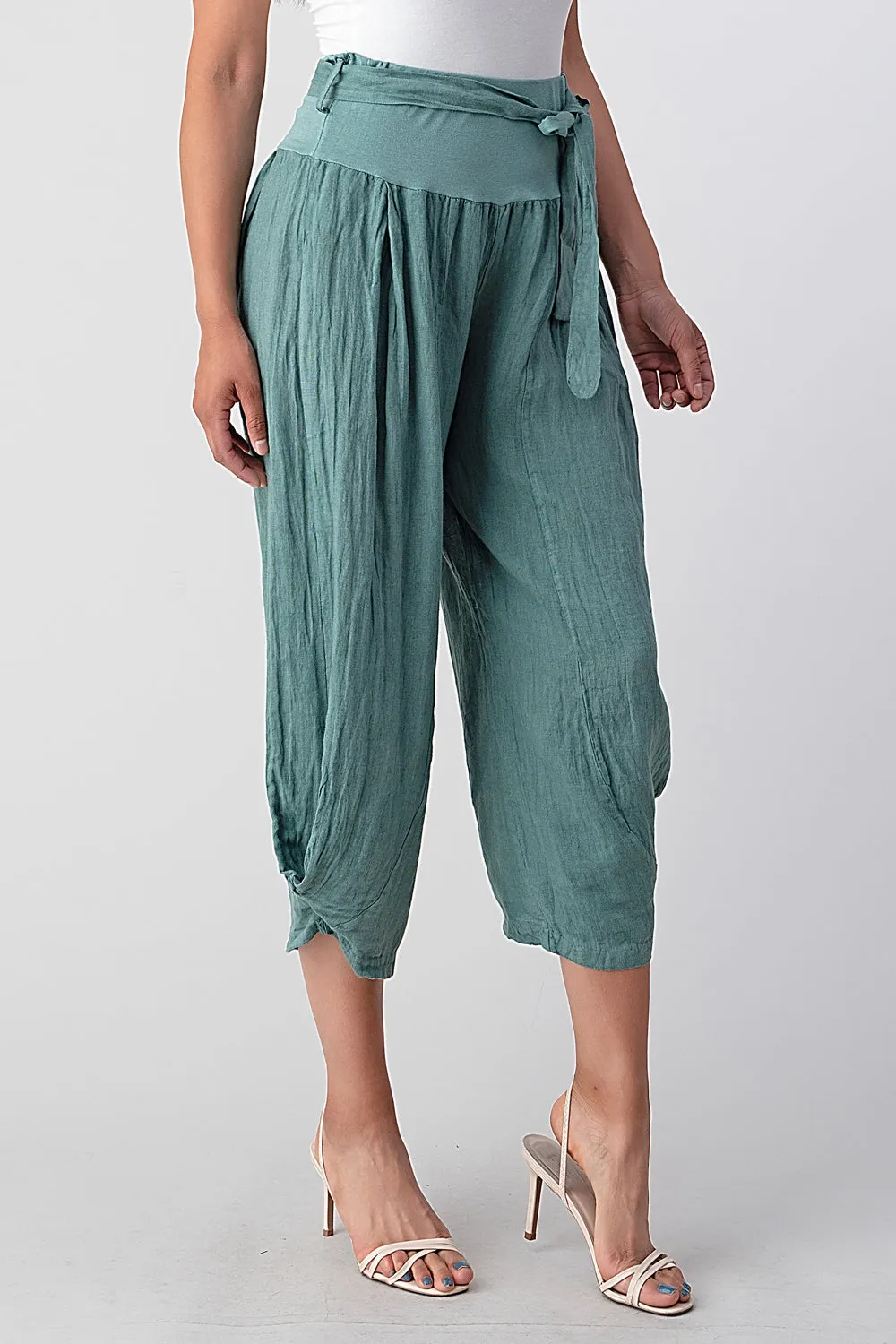 Raw Moda Puro Linen Pants With Belt