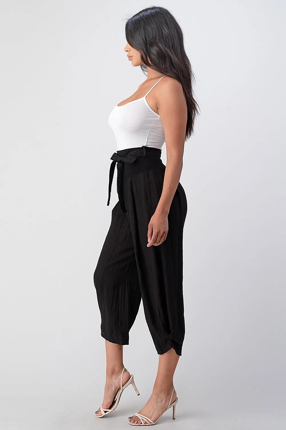 Raw Moda Puro Linen Pants With Belt