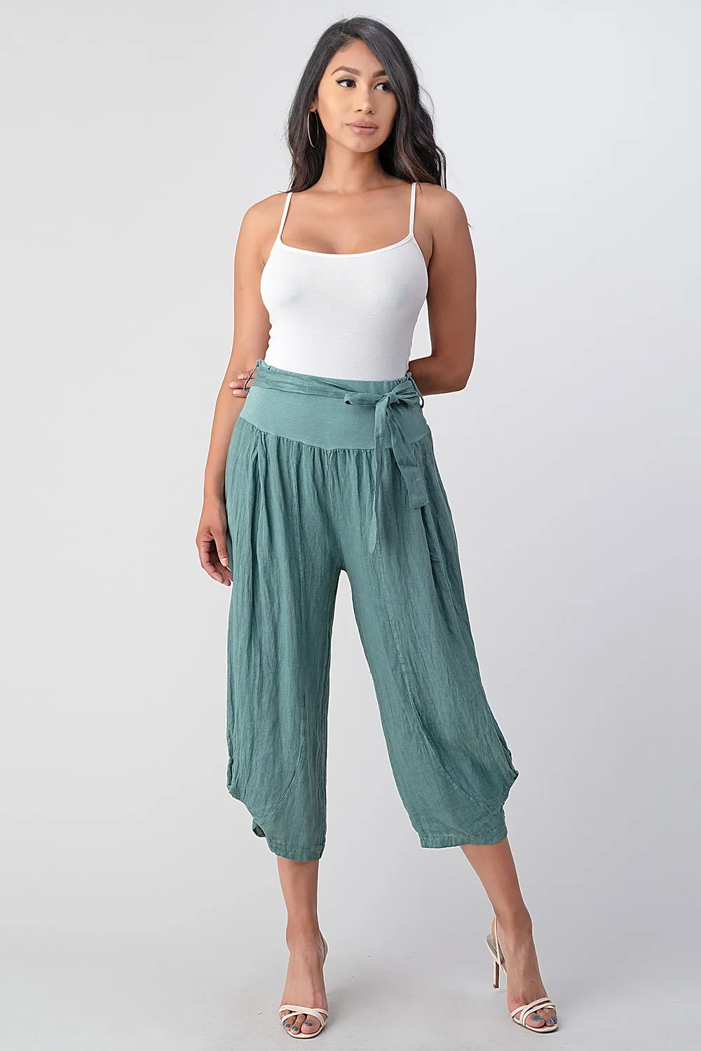 Raw Moda Puro Linen Pants With Belt