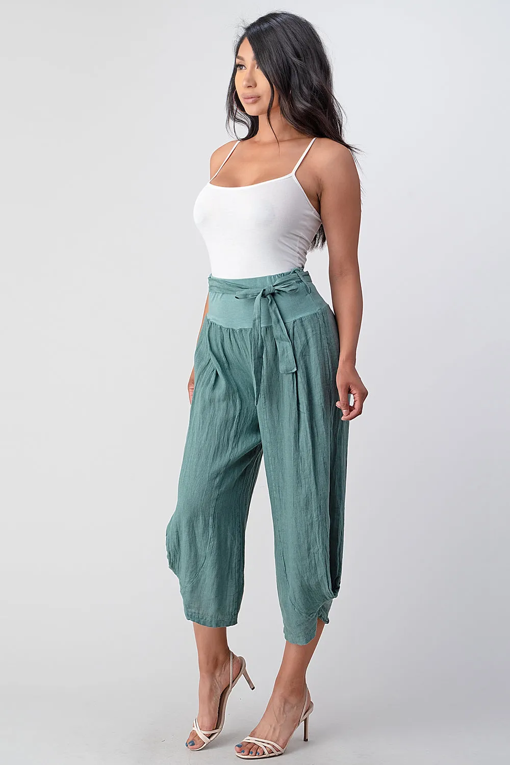 Raw Moda Puro Linen Pants With Belt