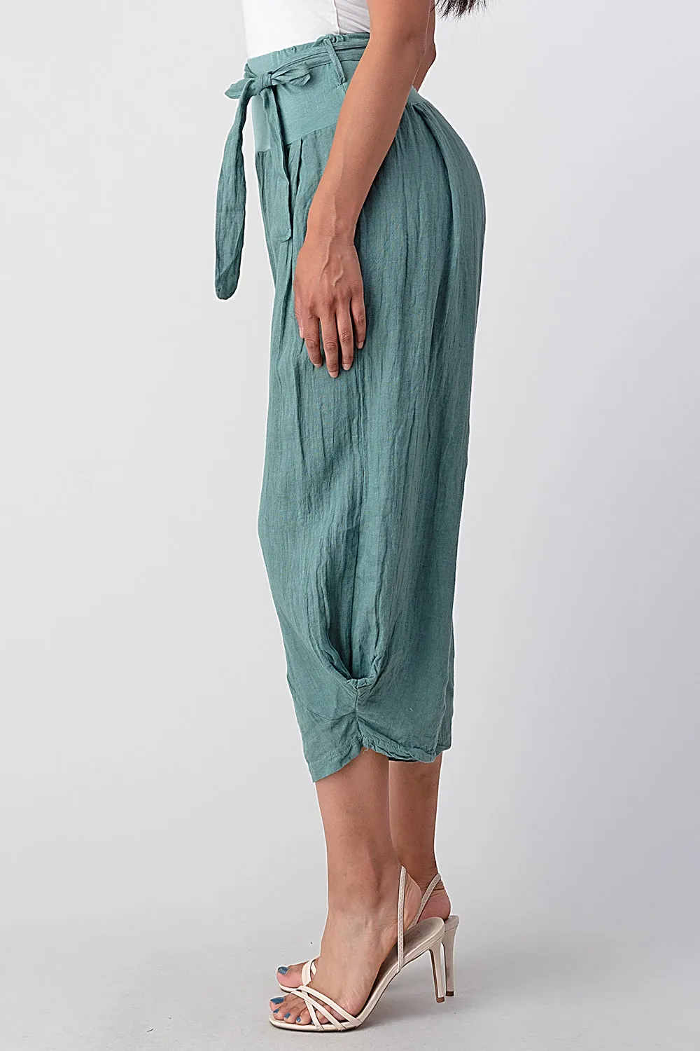 Raw Moda Puro Linen Pants With Belt