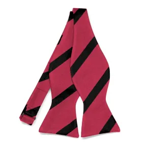 Red and Black Striped Cotton/Silk Self-Tie Bow Tie