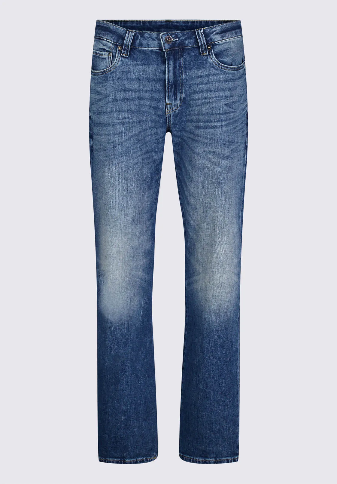 Relaxed Straight Driven Men's Jeans, Heavily Sanded and Worked - BM22986