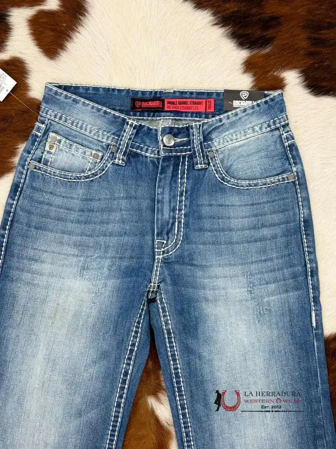 ROCK & ROLL DOUBLE BARREL STRAIGHT LIGHT NAVY RELAXED