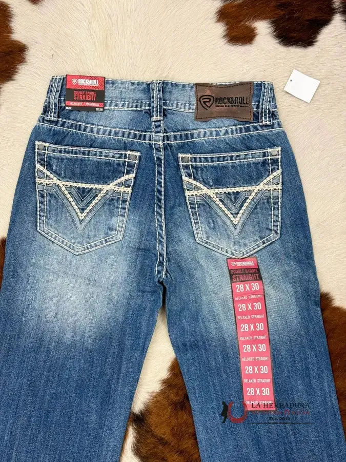 ROCK & ROLL DOUBLE BARREL STRAIGHT LIGHT NAVY RELAXED