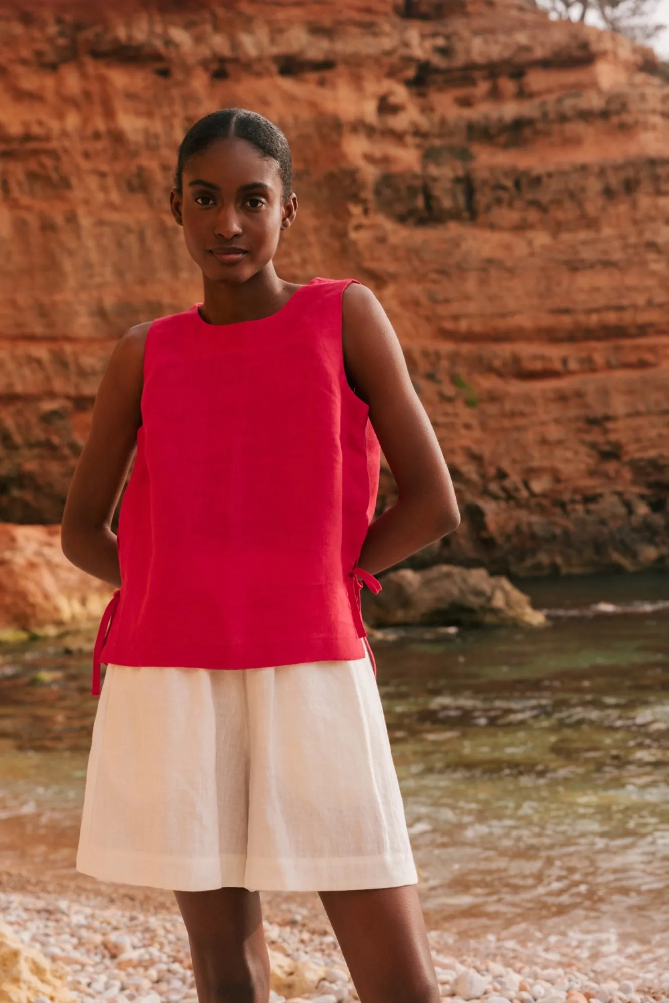 Rosie Linen Top With Ties